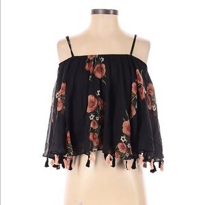 Anthropologie Black Ruffle Top